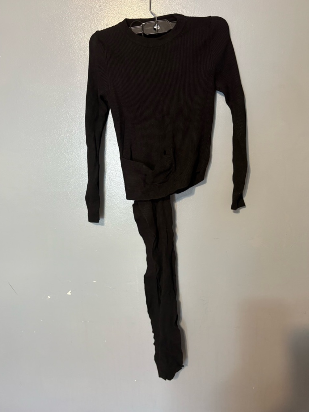 Zara Black Ribbed Crewneck Top